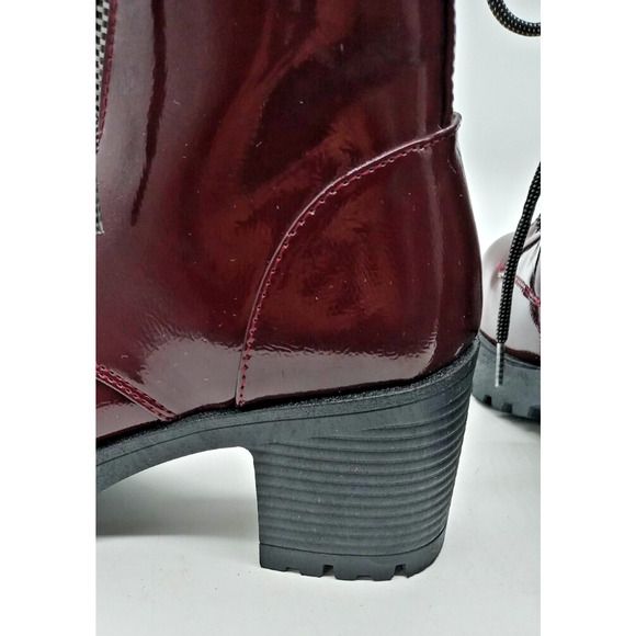 Forever 21 Platform Boots Chunky Heels Oxblood Size 7.5 Zip & Lace Up Punk Retro - Picture 11 of 14